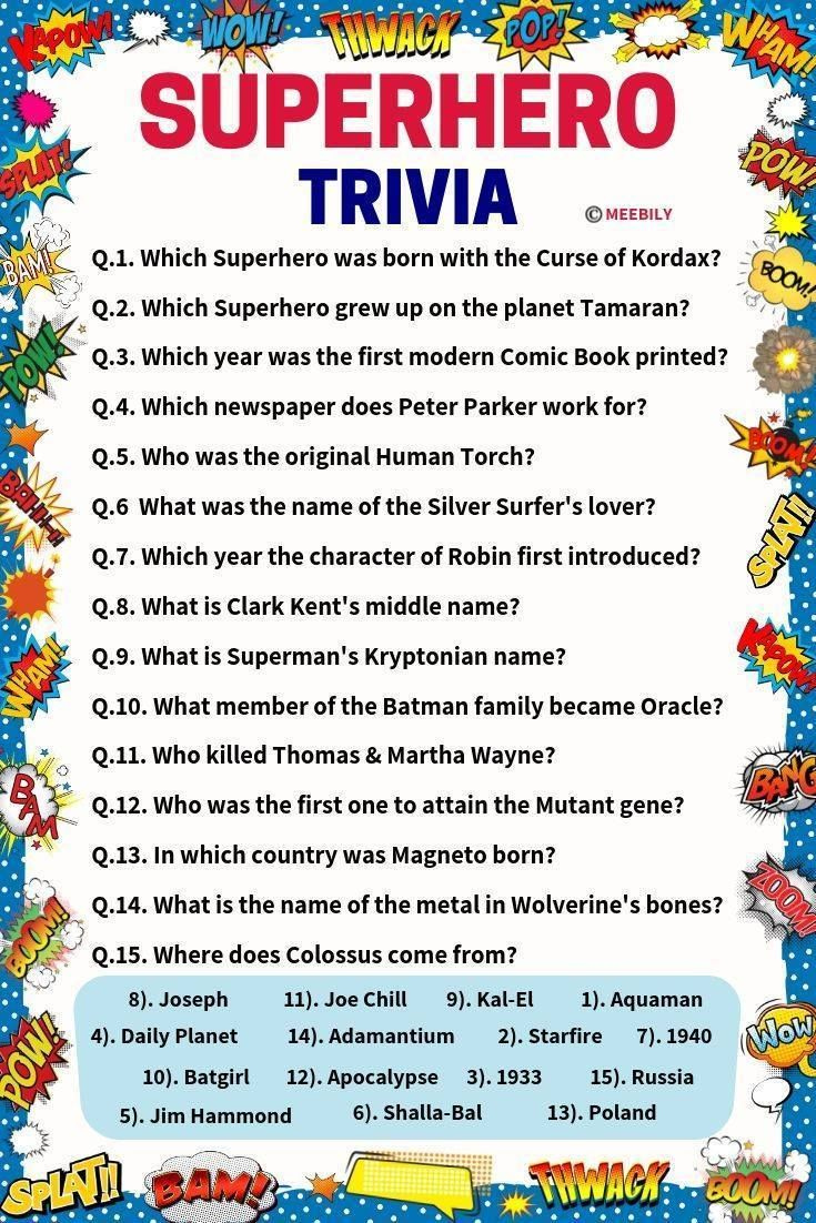 100 100 Superhero Trivia Questions Answers Meebily Trivia 
