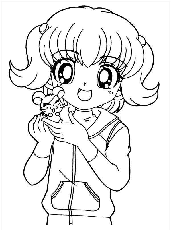 8 Anime Girl Coloring Pages PDF JPG AI Illustrator Free 