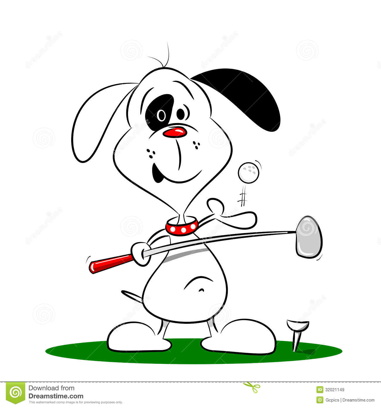 A Cartoon Dog Playing Golf Stock Vector Image Of Illustration 32021149