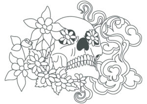 A3 Skull Stencil With Flowers Girly Skull Tattoos Skull Tattoo