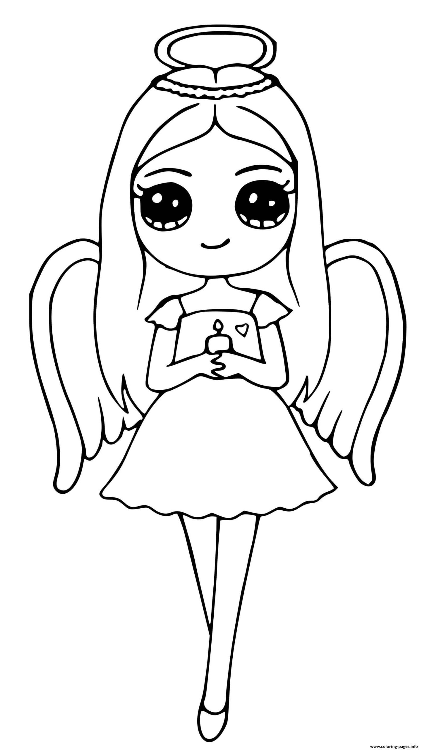 Angel Cute Girl Coloring Page Printable