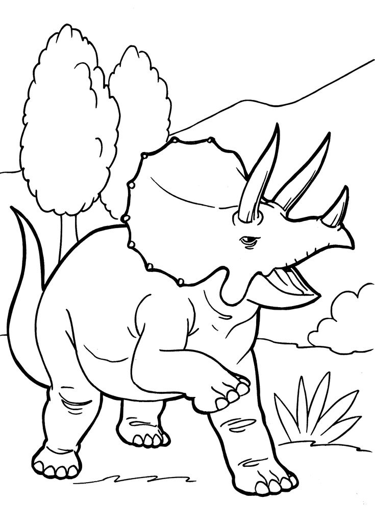 Angry Triceratops Dinosaur Coloring Pages For Kids Printable Free 