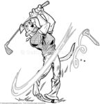 Cartoon Dog Playing Golf Coloring Pages Free Instant Download Coloring