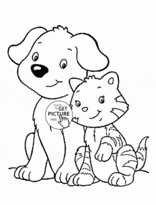 Cat And Dog Coloring Page For Kids Animal Coloring Pages Printables