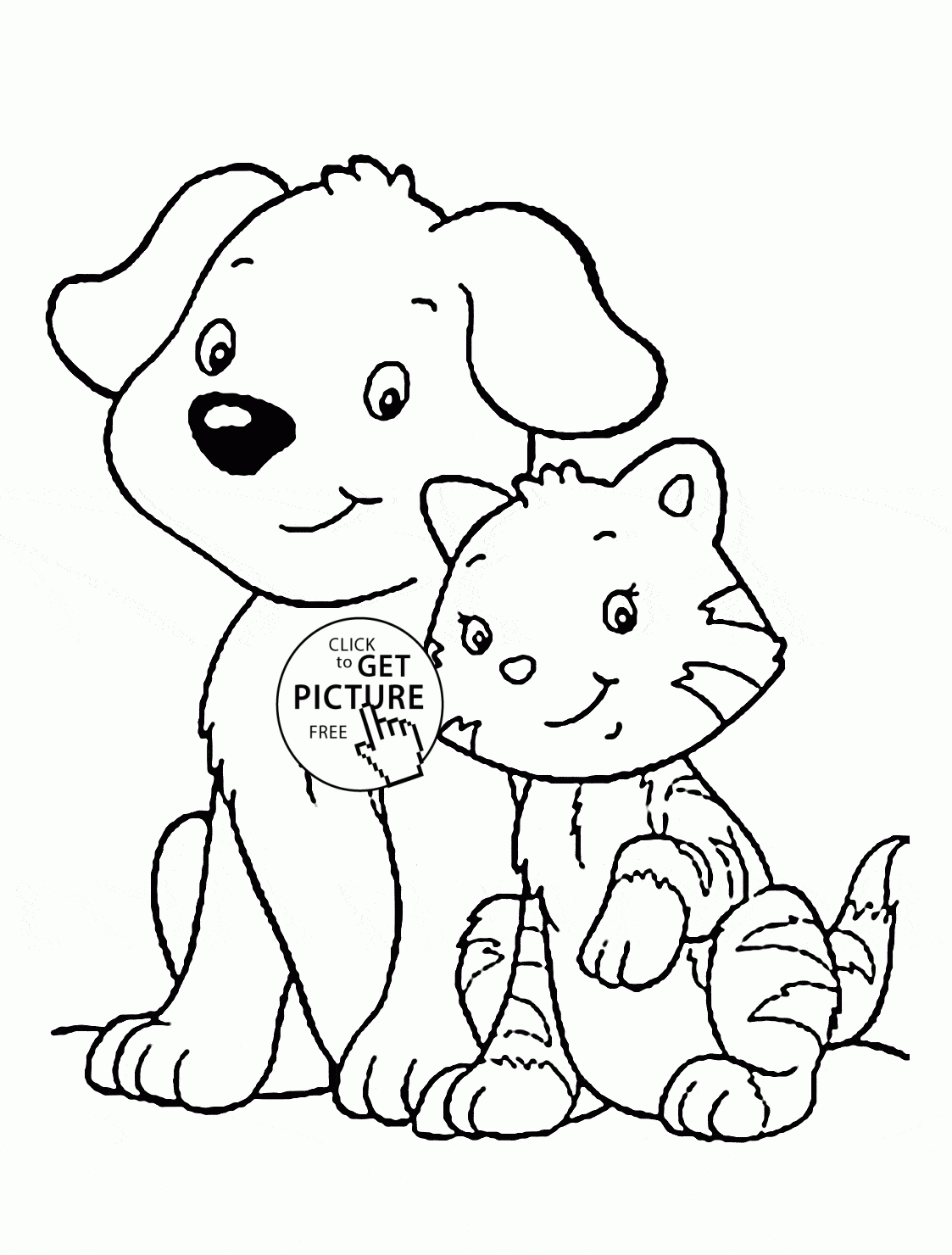 Cat And Dog Coloring Page For Kids Animal Coloring Pages Printables 