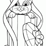 Cats And Kittens Adorable Cat Inside A Gift Box Coloring Page