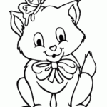 Cats And Kittens The Kitten With A Butterfly On His Head Coloring Page