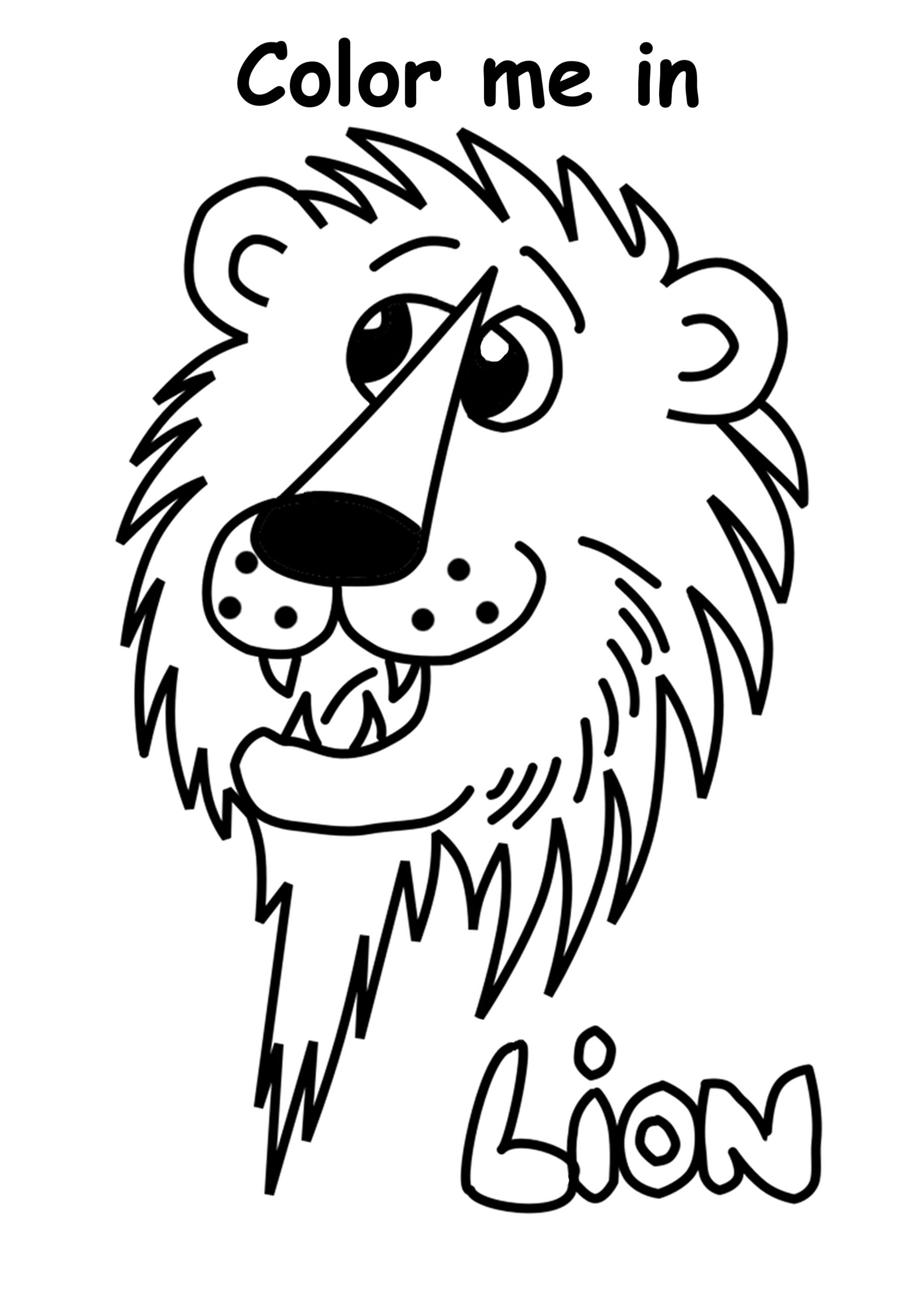 Children s Free Color Me In Lion Print Out