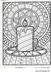 Christmas Adults Candle Coloring Page Printable