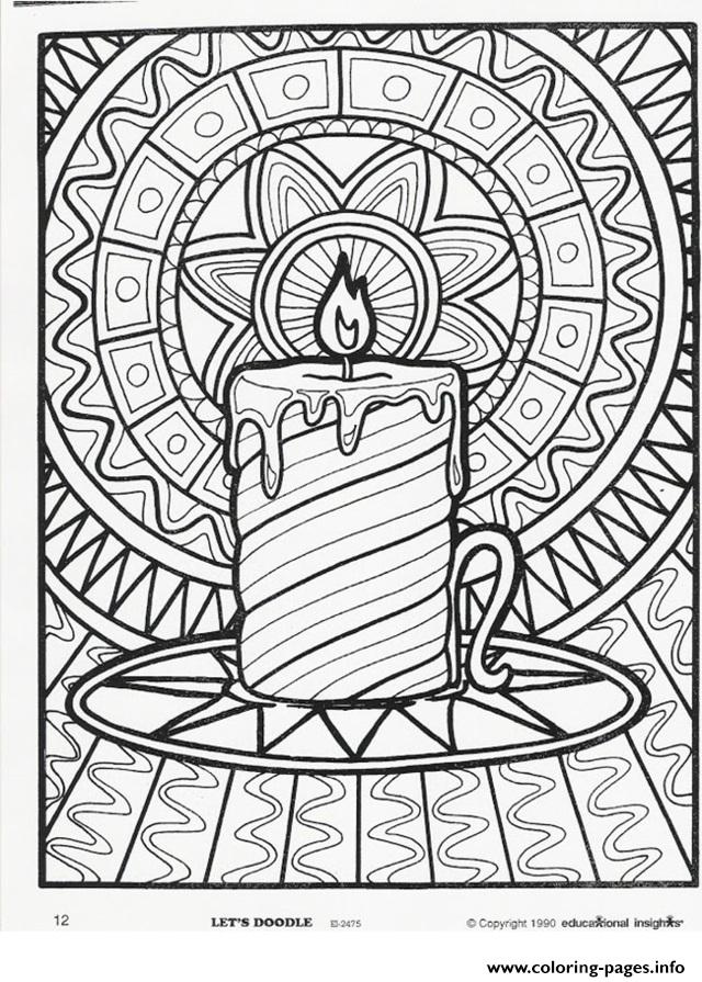 Christmas Adults Candle Coloring Page Printable