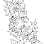 Christmas For Adults Holly Branch Baubles Coloring Page Printable