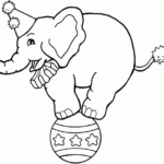 Circus Coloring Pages Circus Elephant On Ball