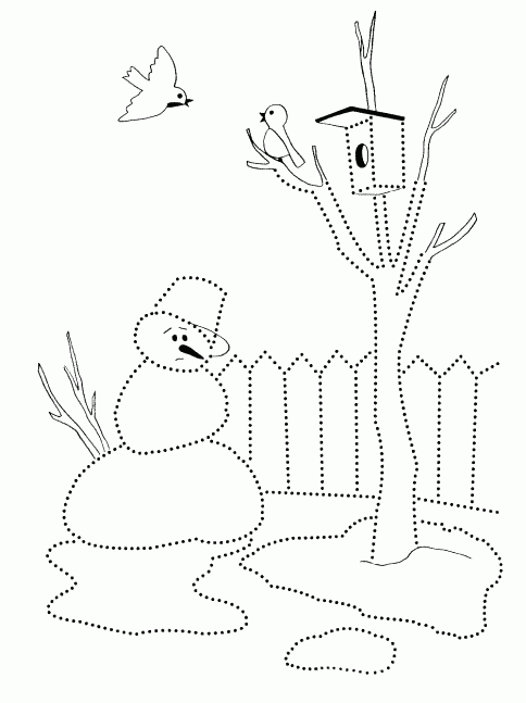 Coloring Page Snowman Almost Melted