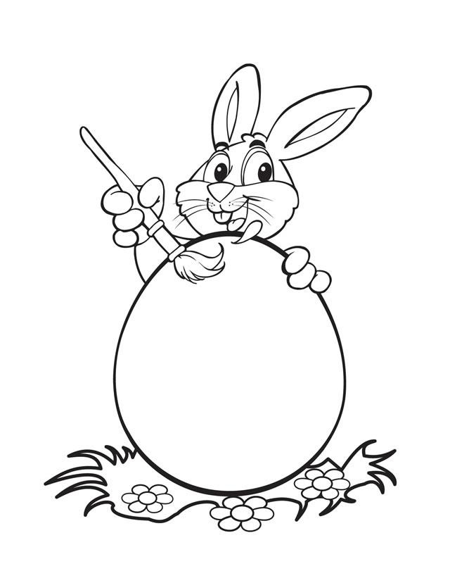 Easter Bunny Painting Eggs Free Printable Coloring Pages