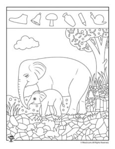 Elephant Easy Hidden Pictures Printable Woo Jr Kids Activities