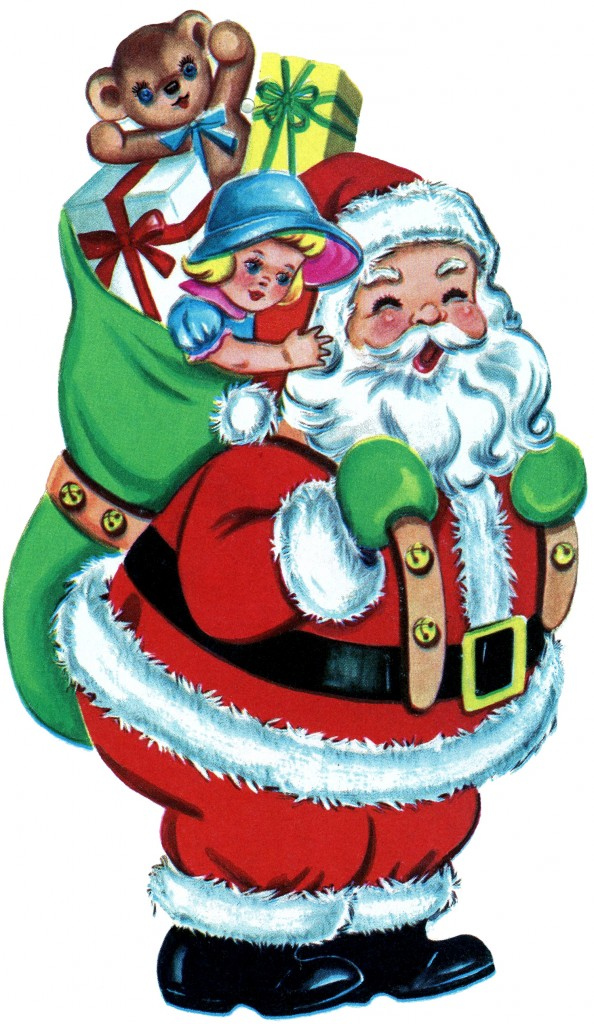 Free Christmas Picture Retro Santa With Toys The Graphics Fairy