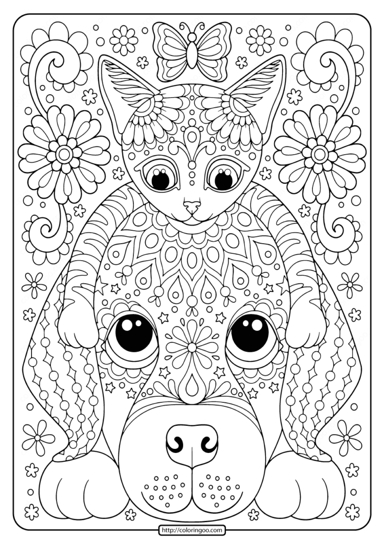 Free Printable Cat And Dog Coloring Pages