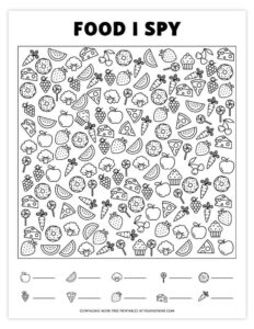 Free Printable I Spy Game Food Themed I Spy I Spy Games Kids
