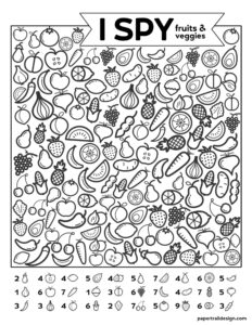 Free Printable I Spy Game Fruits Veggies Paper Trail Design