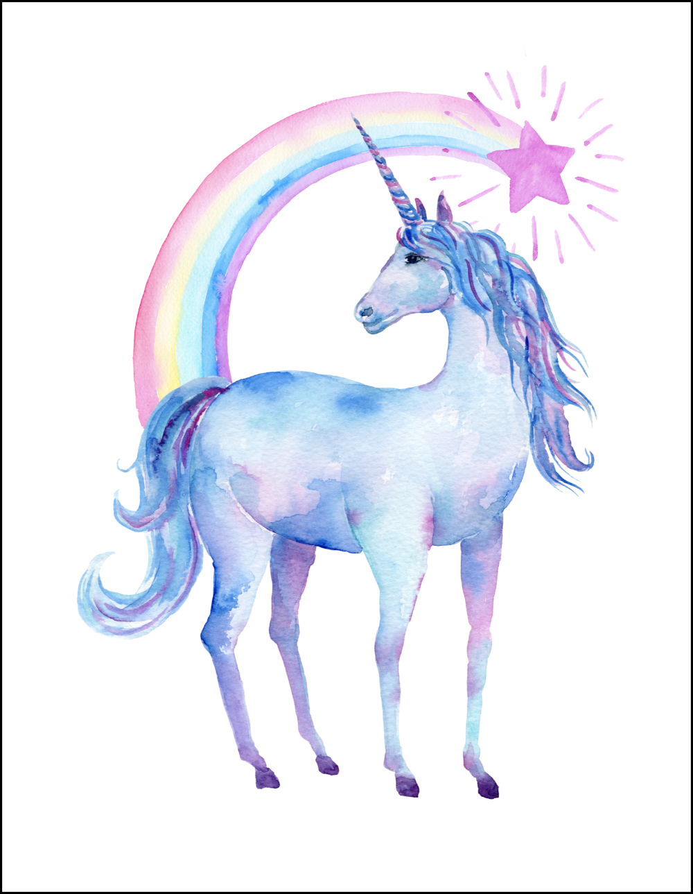 Free Printable Watercolor Unicorn Pictures Oh My Creative