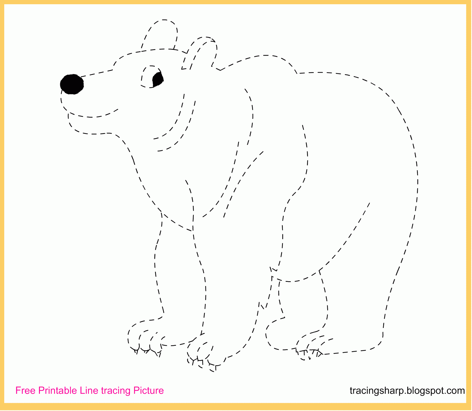 Free Tracing Line Printable Bear Tracing Picture