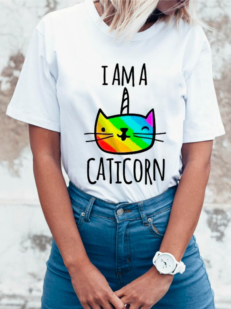 Funny Unicorn T Shirt For Women 2019 Kawaii I Am Unicorn Print Clothing 