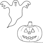 Ghost With Pumpkin Jack O Lantern Coloring Page Halloween