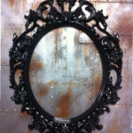 Gloss Black Skulls Oval Picture Frame Mirror Shabby Chic Baroque Gothic