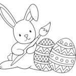 Graceful Easter Bunny Paint Coloring Page Printable