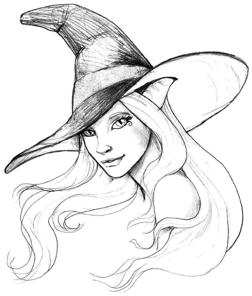 Halloween Witch Coloring Pages Free Printable For Kindergarten 58781 