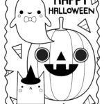 Happy Halloween Ghost Pumpkin Car Coloring Page Printable