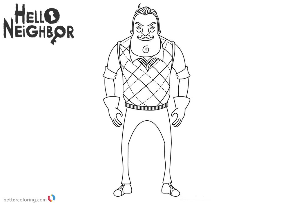 Hello Neighbor Coloring Pages Mr Peterson Free Printable Coloring Pages