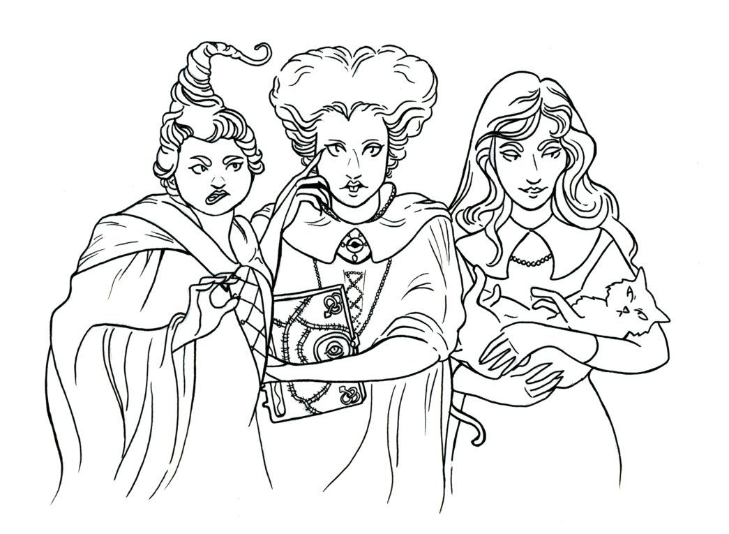 Hocus Pocus Line By Ghoulsandgals Disney Coloring Pages Coloring 