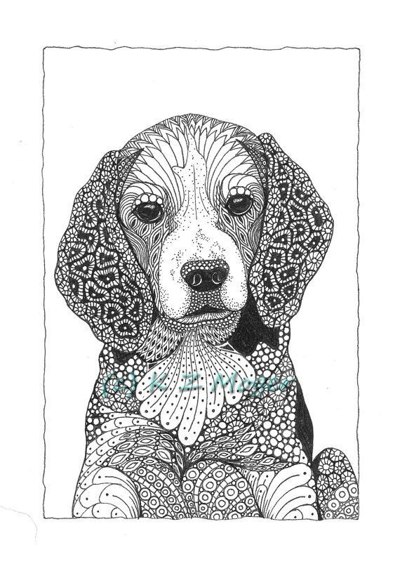 Image Result For Beagle Coloring Zentangle Zentangle Animals Mandala 