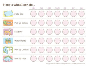 Kindergarten Chore Chart List Free Printable My Frugal Adventures