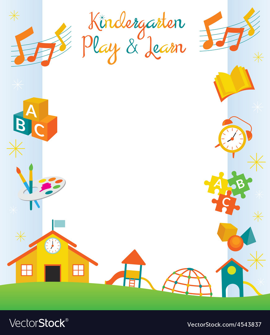 Kindergarten Preschool Kids Objects Frame Vector Image