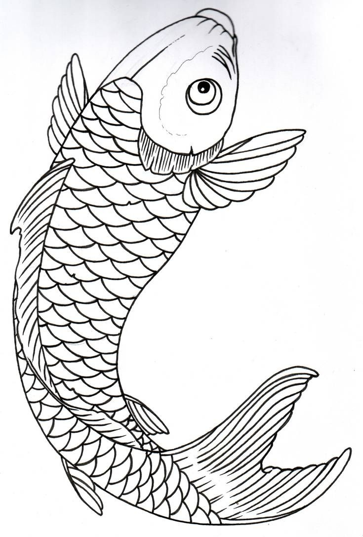 Koi Outline 10 By Vikingtattoo On DeviantArt Koi Fish Drawing Fish 