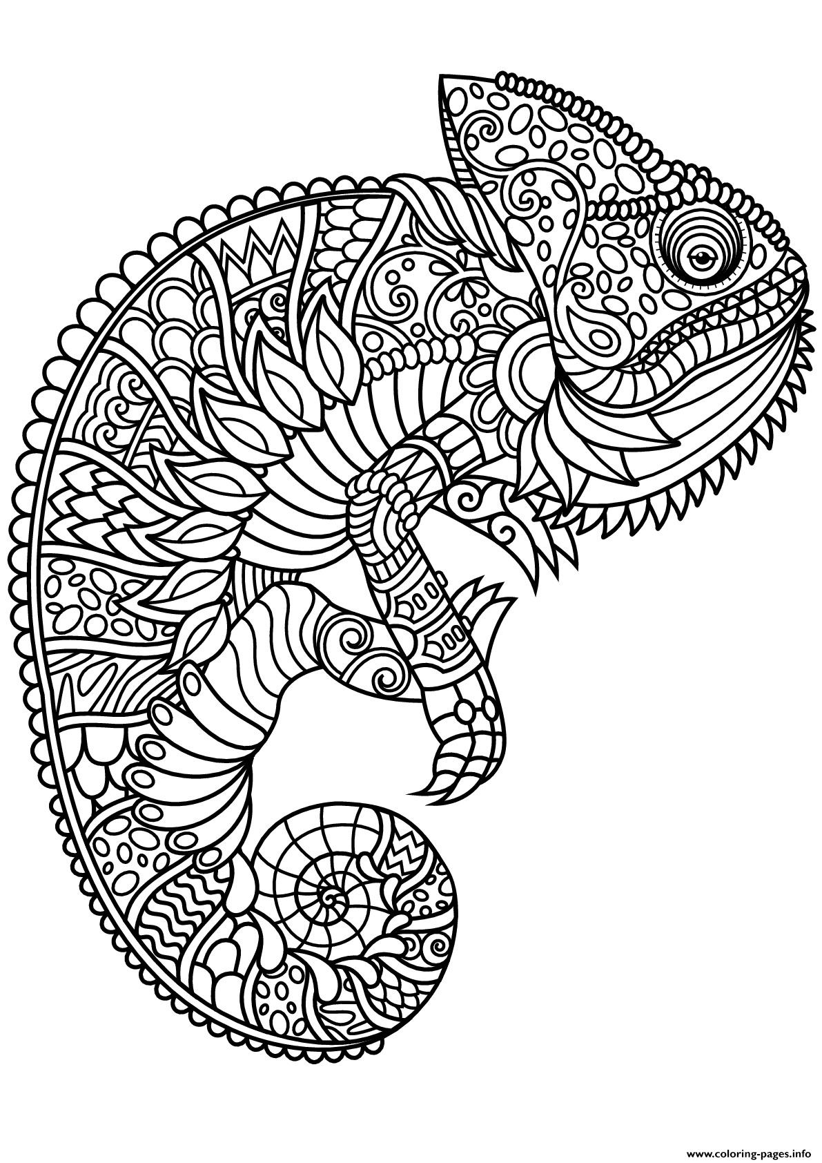 Mandala Chameleon Animal Coloring Page Printable