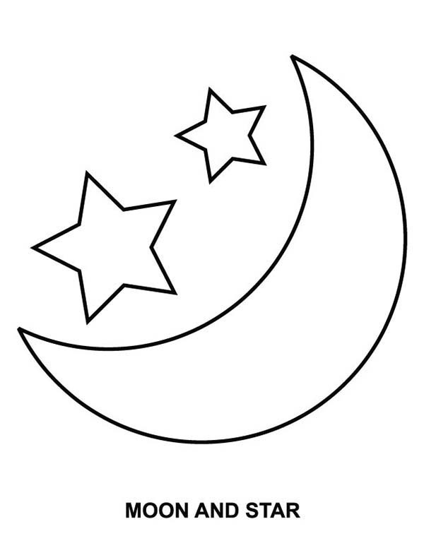 Moon And Star Coloring Page Coloring Sky