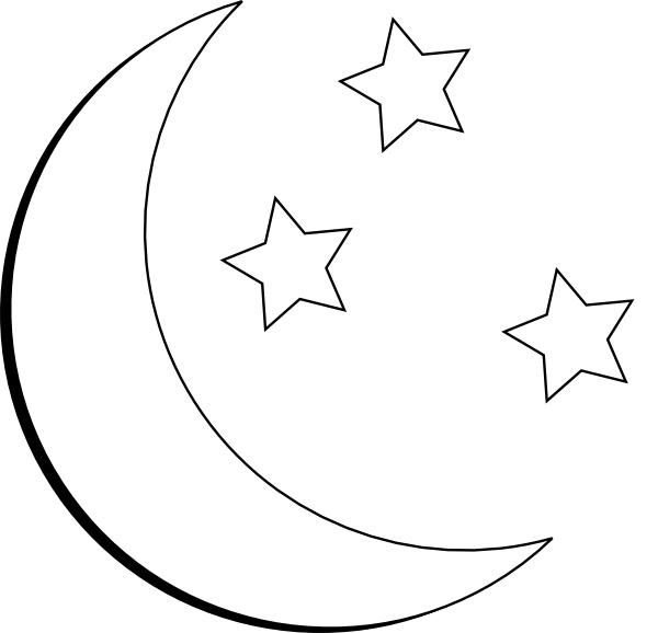 Moon Black And White Moon And Stars Outline Clip Art At Vector Clip Art 