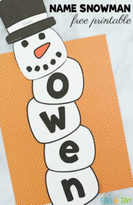 Name Snowman Preschool Craft And Free Printable Winter Activities