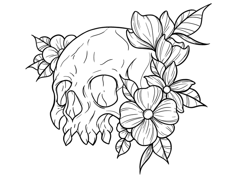 New School Skull With Flowers Tattoo Design By Lu On Dribbble