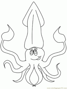 Ocean squid Coloring Page For Kids Free Oceans Printable Coloring