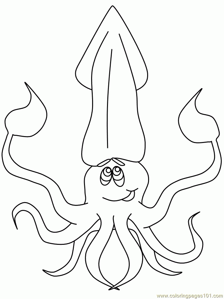 Ocean squid Coloring Page For Kids Free Oceans Printable Coloring 