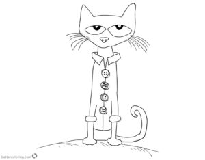 Pete The Cat Coloring Pages Line Art Free Printable Coloring Pages