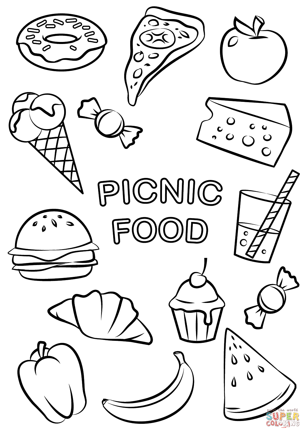 Picnic Food Coloring Page Free Printable Coloring Pages Food Coloring 