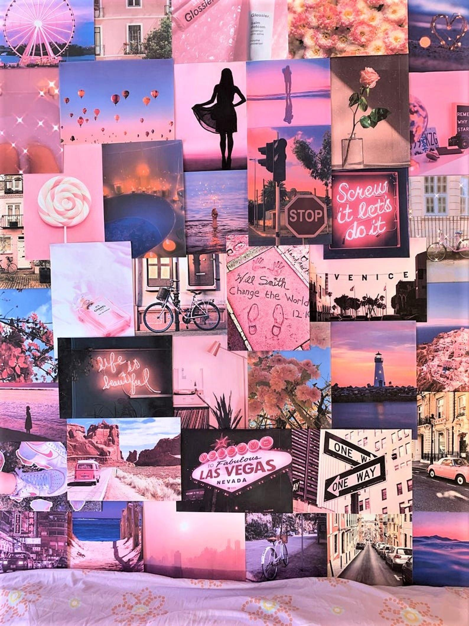 Pink Aesthetic Pretty Retro Wall Collage Kit VSCO Vintage Room Decor 