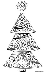 Pretty Decorative Christmas Tree Coloring Pages Printable
