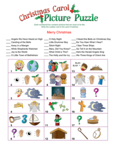 Printable Christmas Carol Picture Puzzle Christmas Carol Game