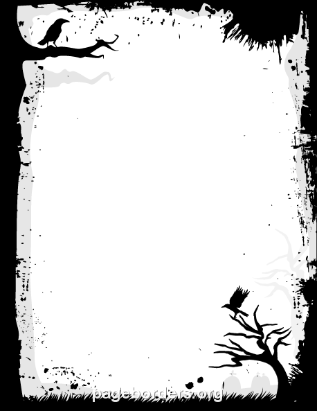 Printable Creepy Border With Bird And Tree Silhouettes Great For 